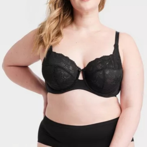 Auden Other - NWT 46DDD Unlined Black Floral Full Coverage Womens Underwire Bra